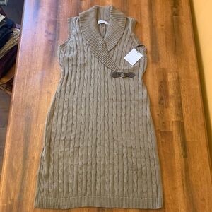 Calvin Kline NWT sweater dress women’s XL taupe/light brown sleeveless c…